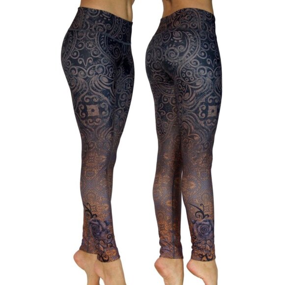 Niyama Sol Yoga Leggings Black Rose Henna Medium - Picture 1 of 6